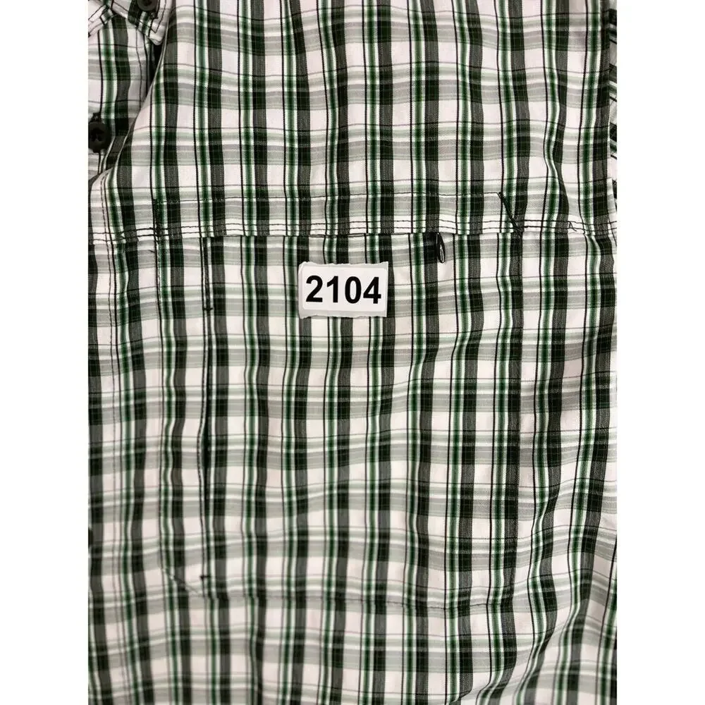 North Face Shirt Mens XXL Green Plaid Cotton Long‎ Sleeve Hiking Adult